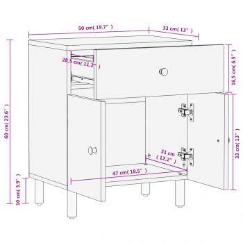 Nachttisch Schwarz 50x33x60 cm Massivholz Mango