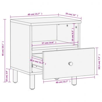 Nachttische 2 Stk. Schwarz 40x33x46 cm Massivholz Mango