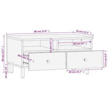 Couchtisch Schwarz 80x54x40 cm Massivholz Mango