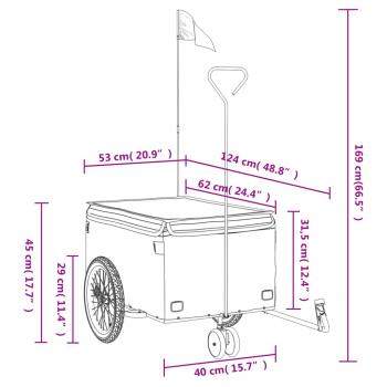 Fahrradanhänger Schwarz und Blau 30 kg Eisen