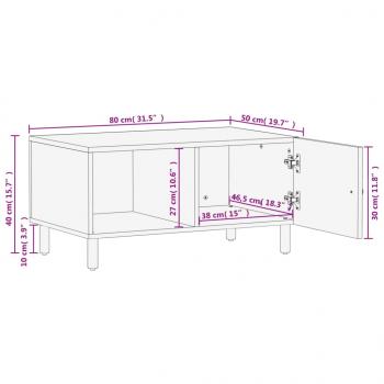 Couchtisch Schwarz 80x50x40 cm Massivholz Mango