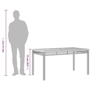 Gartentisch Schwarz 140x80x75 cm Poly Rattan Akazienholz