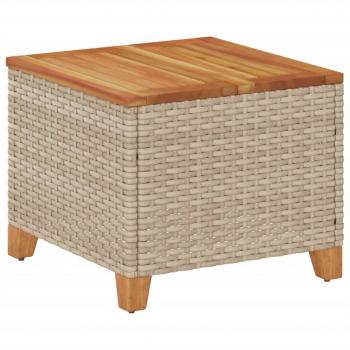 ARDEBO.de - Gartentisch Beige 45x45x37 cm Poly Rattan Akazienholz