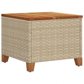 Gartentisch Beige 45x45x37 cm Poly Rattan Akazienholz