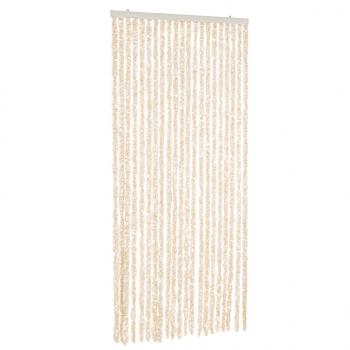 ARDEBO.de - Fliegenvorhang Beige und Weiß 90x220 cm Chenille