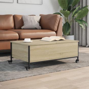 ARDEBO.de - Couchtisch mit Rollen Sonoma-Eiche 91x55x34 cm Holzwerkstoff