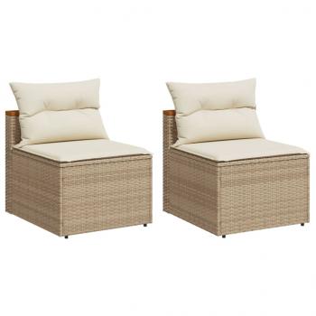 ARDEBO.de - Gartensofas ohne Armlehnen mit Kissen 2 Stk. Beige Poly Rattan