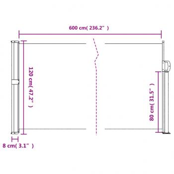 Seitenmarkise Ausziehbar Rot 120x600 cm