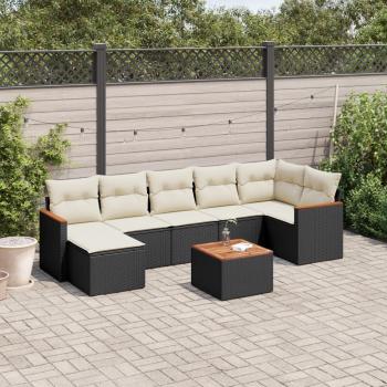 ARDEBO.de - 8-tlg. Garten-Sofagarnitur mit Kissen Schwarz Poly Rattan