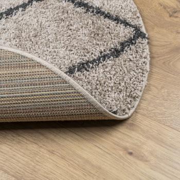 Teppich Shaggy Hochflor Modern Beige und Anthrazit Ø 280 cm