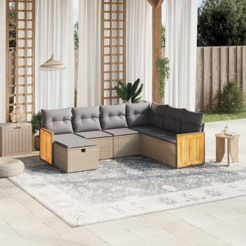 ARDEBO.de - 7-tlg. Garten-Sofagarnitur mit Kissen Beige Poly Rattan