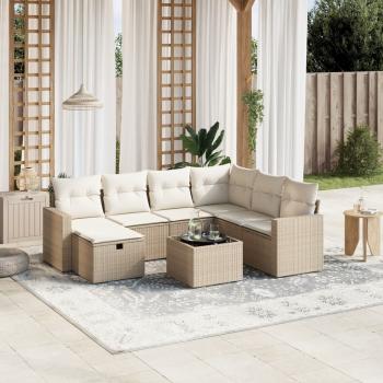 ARDEBO.de - 8-tlg. Garten-Sofagarnitur mit Kissen Beige Poly Rattan