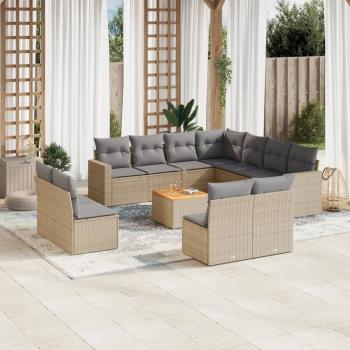 ARDEBO.de - 12-tlg. Garten-Sofagarnitur mit Kissen Beige Poly Rattan