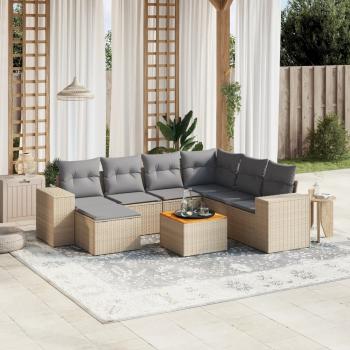 ARDEBO.de - 8-tlg. Garten-Sofagarnitur mit Kissen Beige Poly Rattan