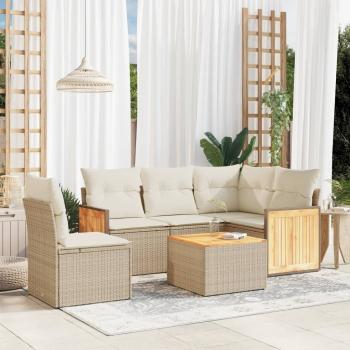 ARDEBO.de - 6-tlg. Garten-Sofagarnitur mit Kissen Beige Poly Rattan