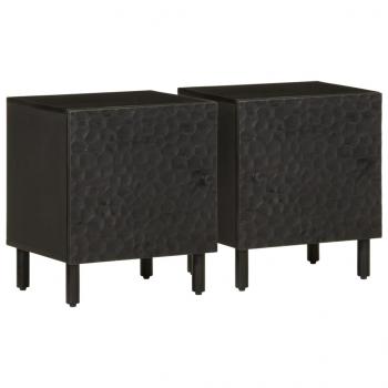 ARDEBO.de - Nachttische 2 Stk. Schwarz 40x33x46 cm Massivholz Mango