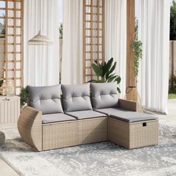 ARDEBO.de - 4-tlg. Garten-Sofagarnitur mit Kissen Beigemischung Poly Rattan