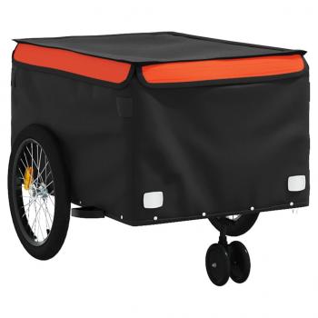 Fahrradanhänger Schwarz und Orange 45 kg Eisen