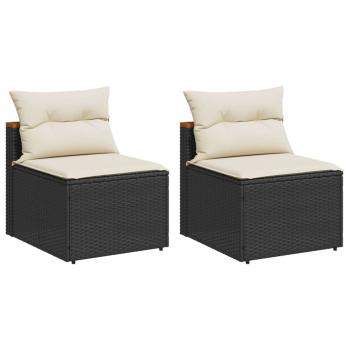 ARDEBO.de - Gartensofas ohne Armlehnen mit Kissen 2 Stk Schwarz Poly Rattan