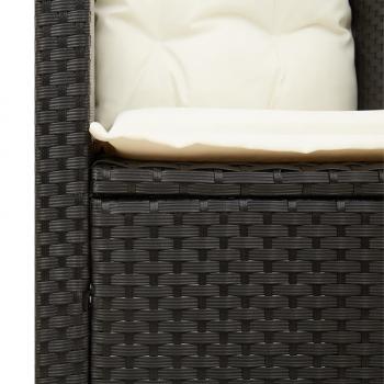 3-tlg. Bistro-Set mit Kissen Schwarz Poly Rattan Akazienholz