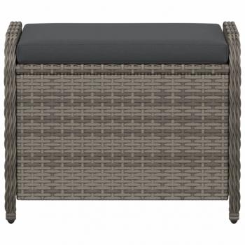 Gartenhocker mit Kissen Grau 58x46x46 cm Poly Rattan