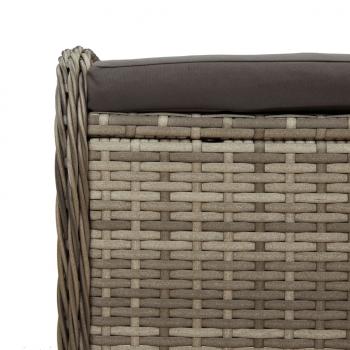 Gartenhocker mit Kissen Grau 58x46x46 cm Poly Rattan