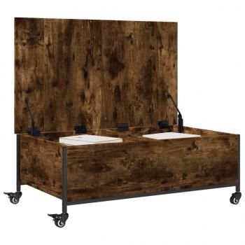 Couchtisch mit Rollen Räuchereiche 91x55x34 cm Holzwerkstoff