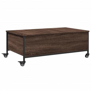 ARDEBO.de - Couchtisch mit Rollen Braun Eiche 91x55x34 cm Holzwerkstoff