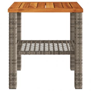 Gartentisch Grau 40x40x42 cm Poly Rattan Akazienholz