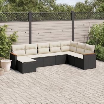 ARDEBO.de - 8-tlg. Garten-Sofagarnitur mit Kissen Schwarz Poly Rattan