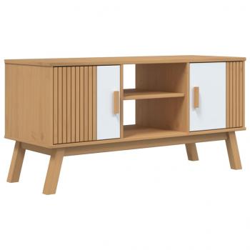 TV-Schrank OLDEN Weiß und Braun 114x43x57 cm Massivholz Kiefer