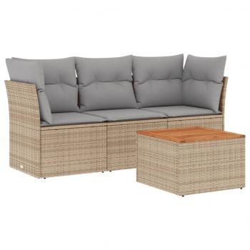 4-tlg. Garten-Sofagarnitur mit Kissen Beigemischung Poly Rattan