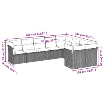 10-tlg. Garten-Sofagarnitur mit Kissen Schwarz Poly Rattan