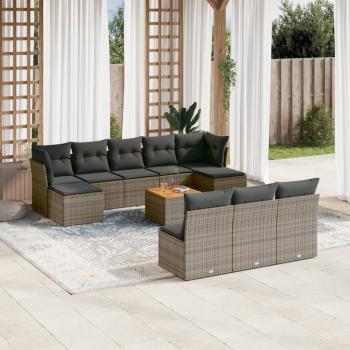 ARDEBO.de - 11-tlg. Garten-Sofagarnitur mit Kissen Grau Poly Rattan