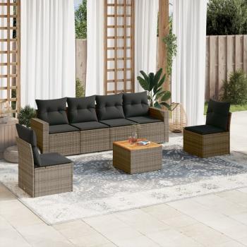 ARDEBO.de - 7-tlg. Garten-Sofagarnitur mit Kissen Grau Poly Rattan