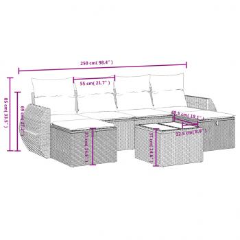 6-tlg. Garten-Sofagarnitur mit Kissen Schwarz Poly Rattan