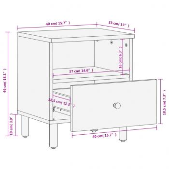 Nachttisch Schwarz 40x33x46 cm Massivholz Mango