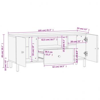 TV-Schrank Schwarz 105x33x46 cm Massivholz Mango