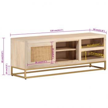 TV-Schrank 110x30x40 cm Massivholz Mango und Eisen