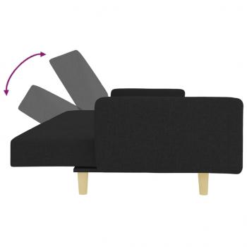 Schlafsofa 2-Sitzer mit Fußhocker Schwarz Stoff