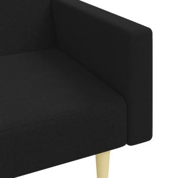 Schlafsofa 2-Sitzer mit Fußhocker Schwarz Stoff