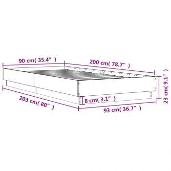 Bettgestell Schwarz 90x200 cm Holzwerkstoff