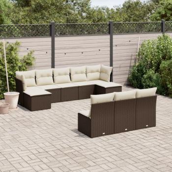 ARDEBO.de - 10-tlg. Garten-Sofagarnitur mit Kissen Braun Poly Rattan