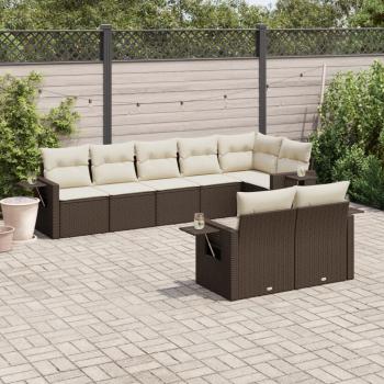 ARDEBO.de - 8-tlg. Garten-Sofagarnitur mit Kissen Braun Poly Rattan