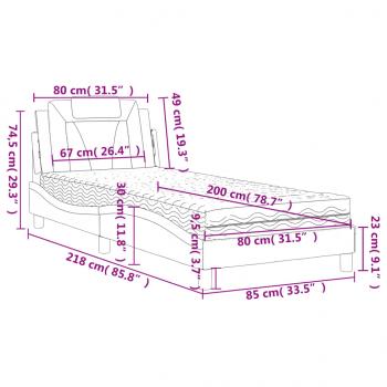 Bett mit Matratze Schwarz 80x200 cm Kunstleder