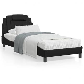 ARDEBO.de - Bett mit Matratze Schwarz 90x200 cm Kunstleder