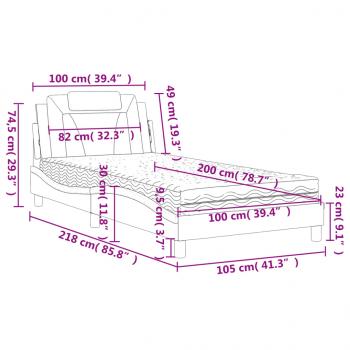 Bett mit Matratze Schwarz 100x200 cm Kunstleder