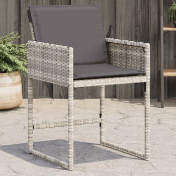 ARDEBO.de - Gartenstühle mit Kissen 4 Stk. Hellgrau Poly Rattan