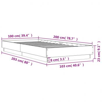 Bettgestell mit LED Schwarz 100x200 cm