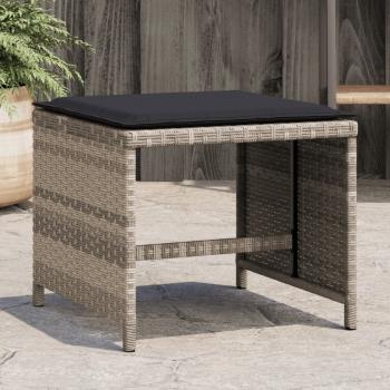 ARDEBO.de - Gartenhocker mit Kissen 4 Stk. Hellgrau 41x41x36 cm Poly Rattan